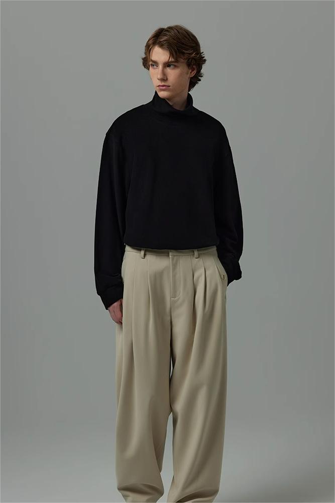 【即納】TIKIMOMOKA ドレーププリーツストレートパンツ TMK105