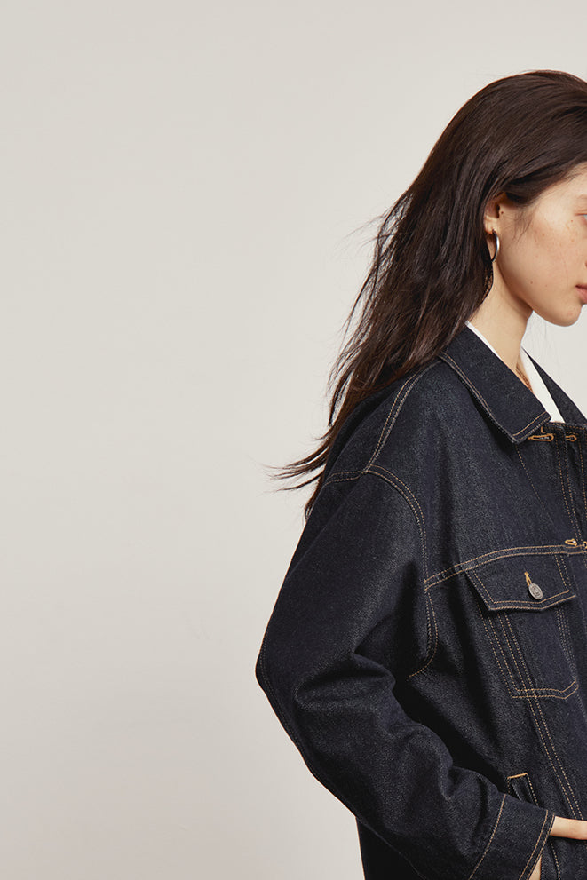 【即納】OMONT ヴィンテージルーズフィットデニムジャケット OMT146