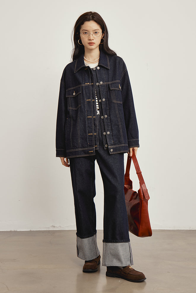 【即納】OMONT ヴィンテージルーズフィットデニムジャケット OMT146