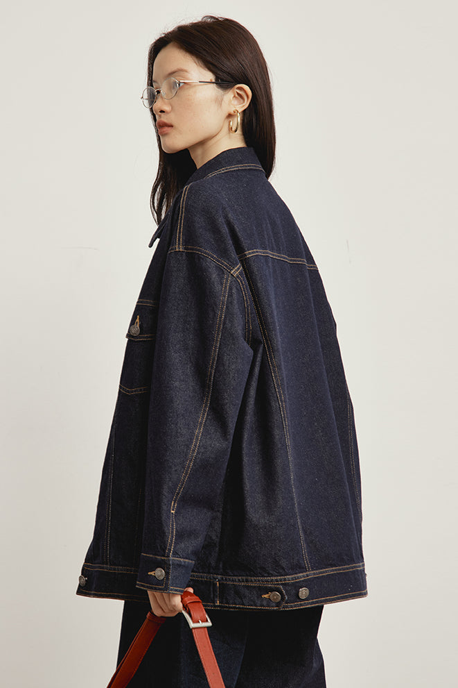 【即納】OMONT ヴィンテージルーズフィットデニムジャケット OMT146