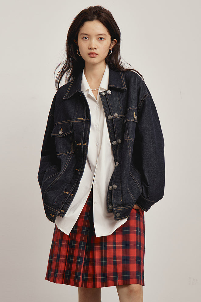 【即納】OMONT ヴィンテージルーズフィットデニムジャケット OMT146