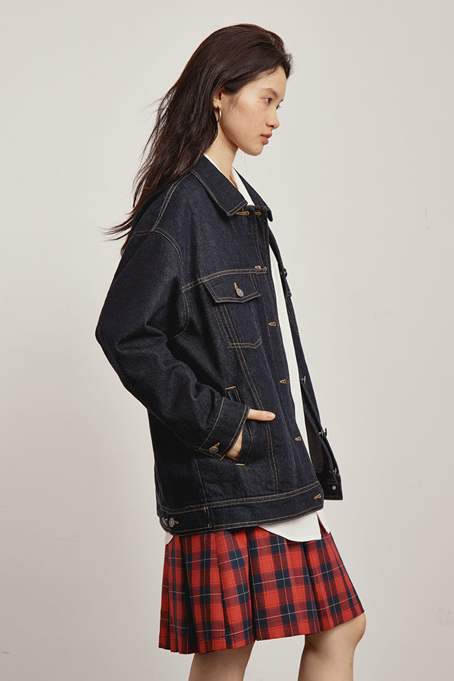 【即納】OMONT ヴィンテージルーズフィットデニムジャケット OMT146