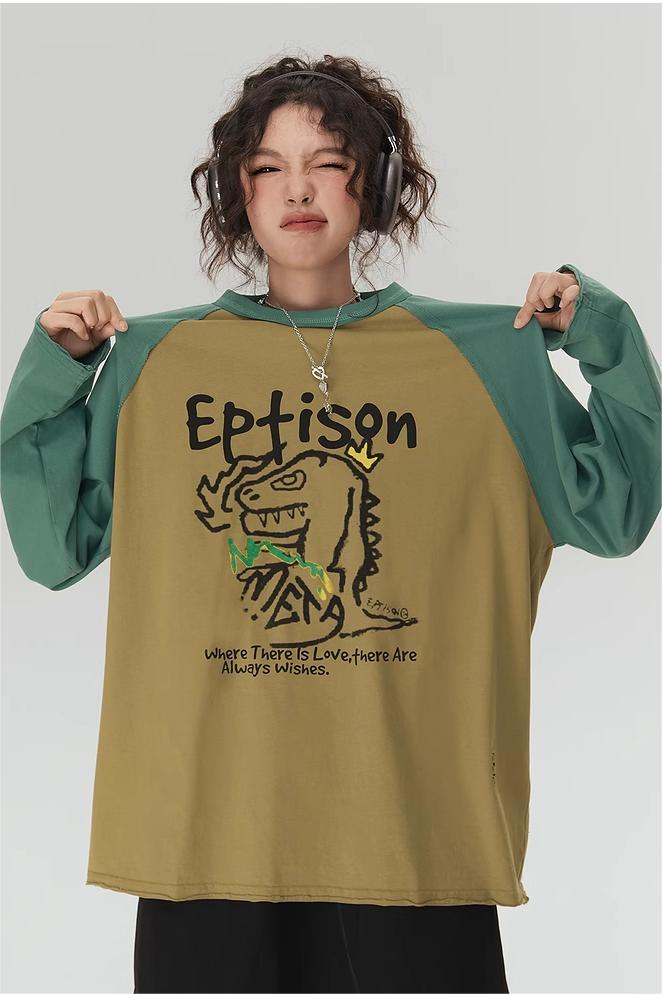 Eptison ラグランスリーブプリントロンT EP018