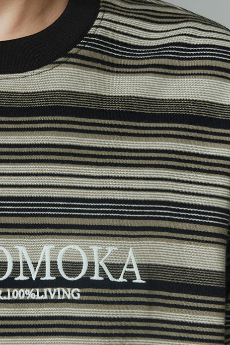 TIKIMOMOKA カジュアルレターストライプTシャツ TKM010