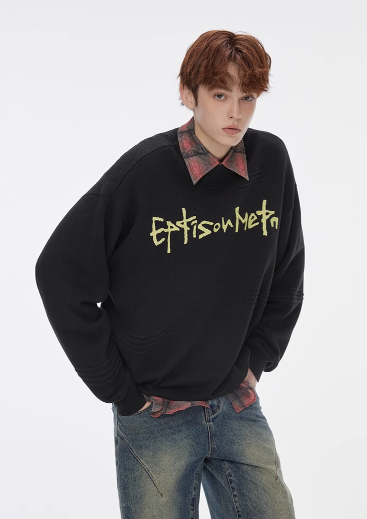 Eptison レタープリントクルーネックセーター EP140