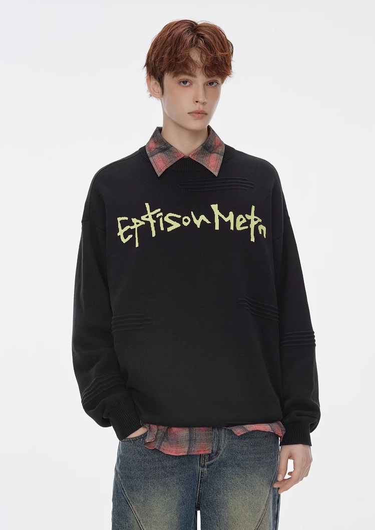 Eptison レタープリントクルーネックセーター EP140