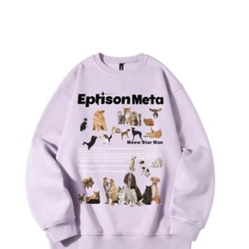 Eptison キャットプリントボアスウェットシャツ EP087