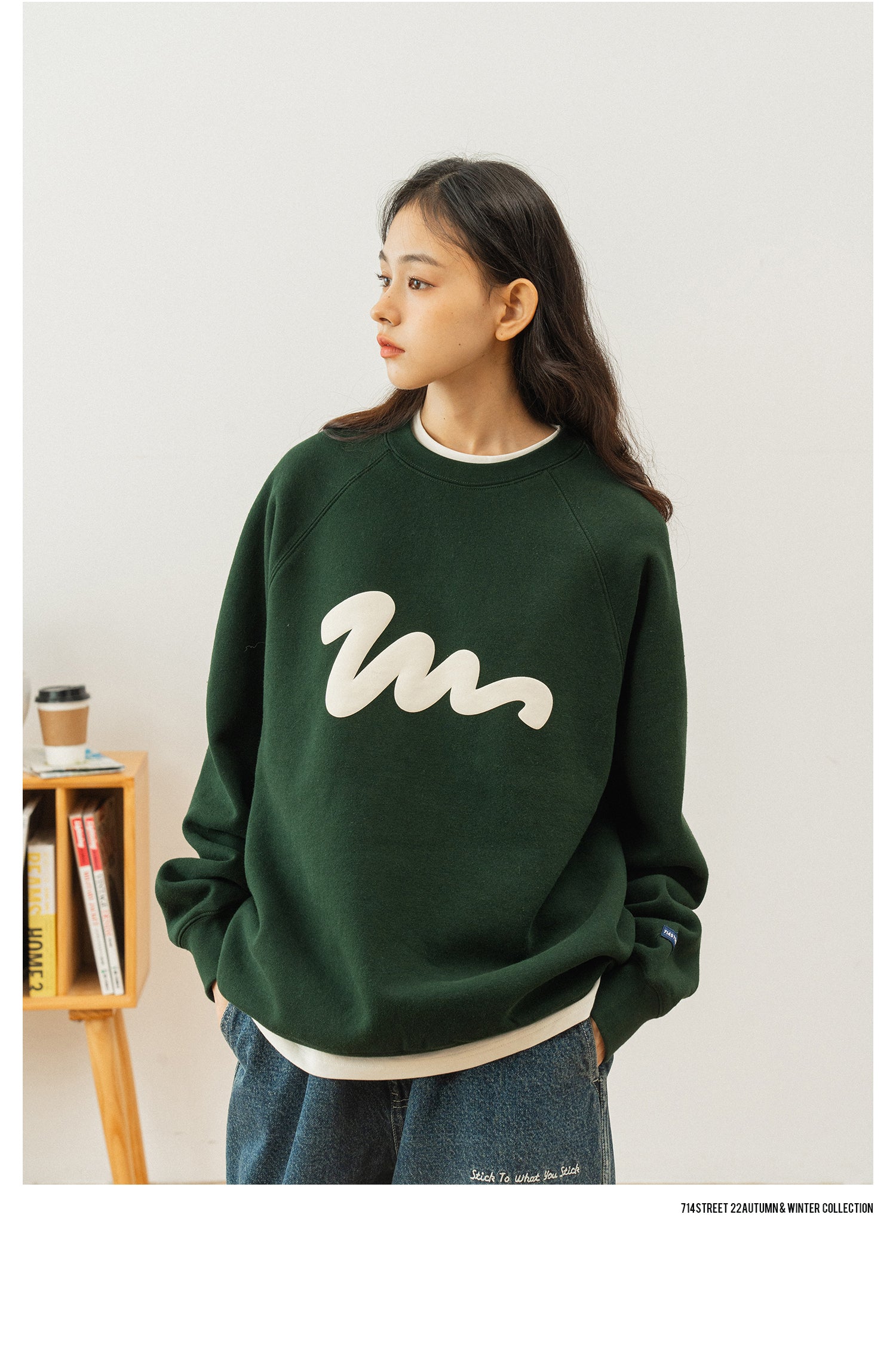 714street ラグランスリーブロゴスウェット 714ST083 714street ラグランスリーブロゴスウェット 714ST083