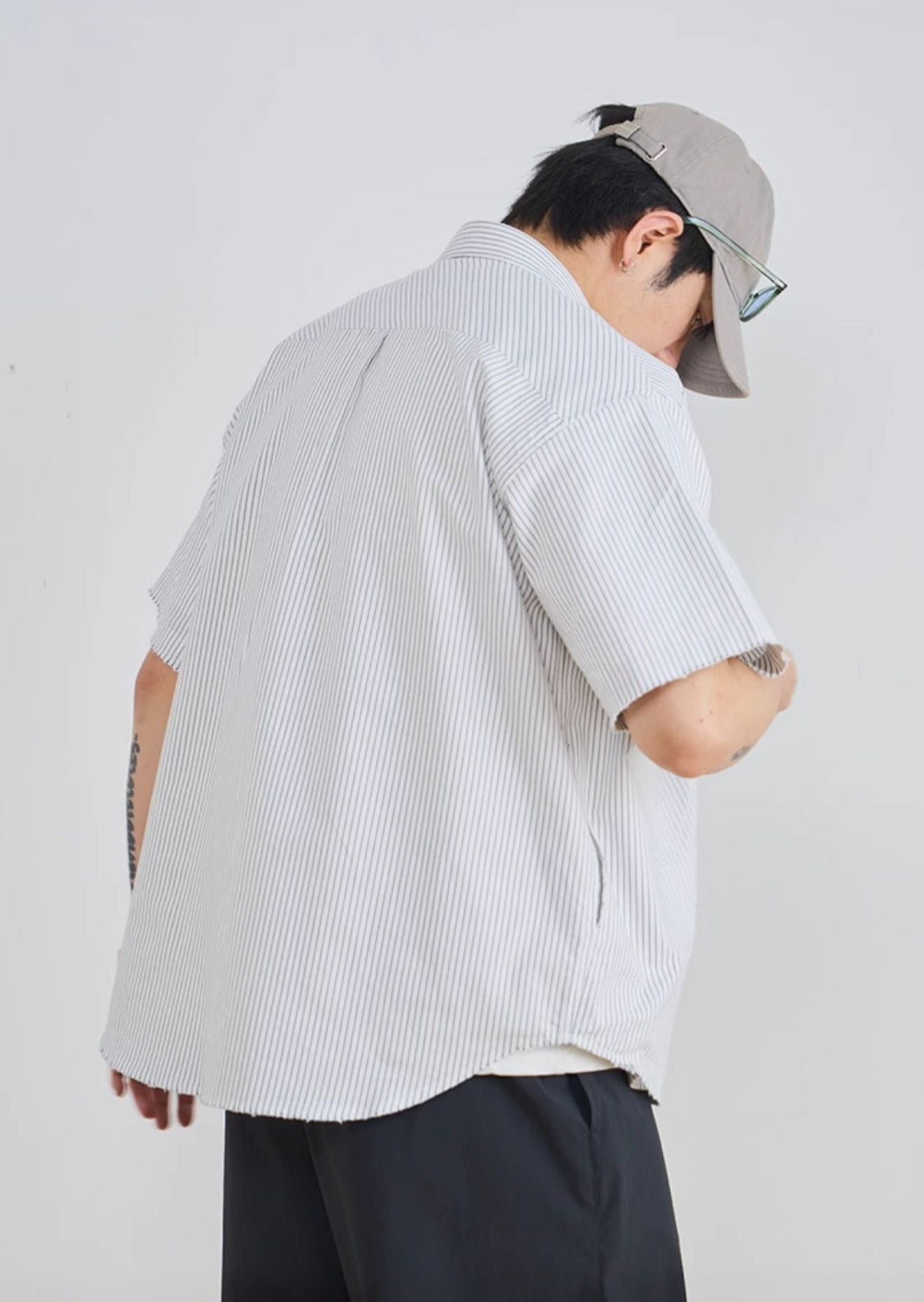 TANOXI  ストライプポケットシャツ TAN0077